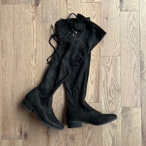 Black over the knee suede boots